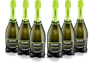 Canti - Prosecco D.O.C. Sparkling Extra Dry Millesimato, Organic Wine 11%, Italian Glera Grape Variety from Veneto, Sweet and Fresh Taste, 6x750 ml