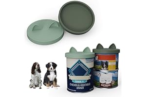 OHMO Can Lid Dog Food, 75 mm Silicone Lid for Cans for Pet Food, 400 g, BPA-Free, Camouflage Green & Light Green, Set of 2