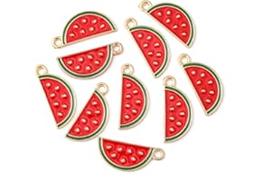 DanLingJewelry 10Pcs Fruit Theme Charms Enamel Watermelon Charms Cute Fruit Watermelon Charms for Jewelry Making Accessories