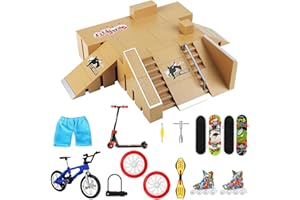 Waysroma Finger Skateboard Rampe 20PCS avec Mini Accessoires de Sport, Skatepark Kit avec Skateboards à Doigts, Patins, Vélo, Touches de Scooter, Mouvement du Bout des Doigts