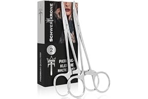 SCHWERTKRONE Multifunktionszangen Set, gerade und gebogen, 14 cm, aus Edelstahl, für Nähen, Schmuck, Piercing und Angeln