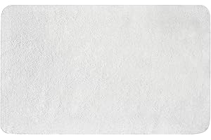 MIULEE 1 pièce Tapis Salle de Bain Rectangulaire Tapis d'Entrée pour la Douche Antidérapant Doux Confortable Tabis Absorbant Tapis Moelleux Microfibre WC Toilette Baignoire 60x90CM Blanc