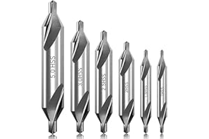 GRASSLANDY 6 Stück HSS Zentrierbohrer Metall Set, Zentrierbohrer Center Drill Bit, 60 Grad M2 6542 Countersink Bohrer Senker Anbohrer Für Drehbank Zubehör, Holz Drehmaschine Zubehör(1.0/1.5/2.0/2.5/3.0/5.0mm)