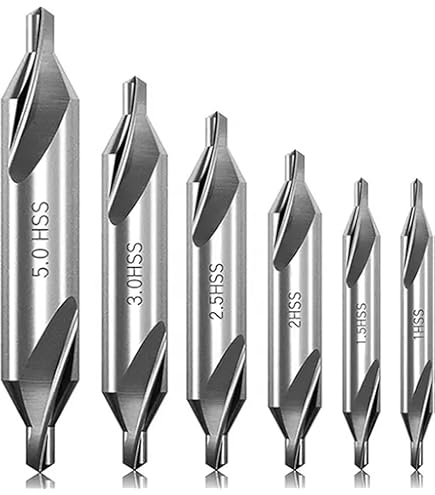 TJR© Lot De 7 Forets De Centrage Revêtus De TiN – 1 Mm, 1,5 Mm, 2 Mm, 2,5 Mm, 3 Mm, 4 Mm, 5 Mm – Acier Haute Vitesse (HSS) – Jeu D'outils De Forage De Précision