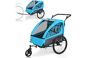 Fiximaster Remorque 2 en 1 pour Enfant avec Suspension pour 1 à 2 Enfants, remorque de vélo Pliable pour 2 Enfants, Poussette avec Grand Espace de Rangement, Fonction Jogging, réflecteurs