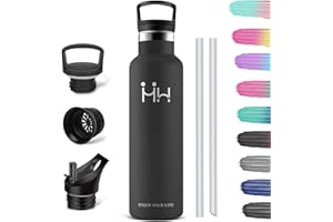 HoneyHolly Botella Agua Acero Inoxidable, 1000ML Reutilizable Sin BPA, Botella Agua Termica, Botella Agua, Aislamiento Al Vacío de Doble Pared, Termos, Cantimplora para Adultos, Deporte