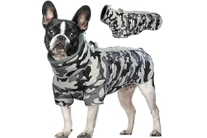 Katzinst Abrigo de invierno para perros, impermeable con patas, chaqueta reflectante con protección abdominal, ropa abrigada de invierno para perros medianos, Bulldog francés, M