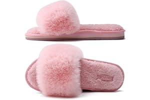 COFACE Pluszowe kapcie damskie, futrzane pantofle, Cozy Slides, damskie klapki na lato, zimę, buty kąpielowe, kapcie damskie
