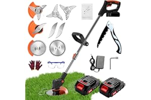 GONPMNY Debroussailleuse Electrique sans Fil, Coupe Bordure sans Fil avec Batterie avec 3 Types De Lames, Debroussailleuse Batterie Livré avec 2 Batteries 24V Et Un Chargeur, Utilisez Une Pelouse Domestique