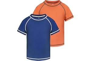 ozkzdp Boys Swim Top Rash Vest Kids Short Sleeve Quick Dry UV Swimming Top Rash Guard Swimwear for Boys
