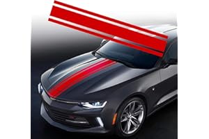 TOMALL 124.5 cm x 22.2 cm Motorhaube Streifen Aufkleber Auto Racing Körper Seite Aufkleber Rock Dach Motorhaube Stoßstange Streifen Aufkleber Vinyl Streifen Dekoration für Auto (Rot)