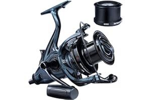 Sougayilang Moulinet de pêche à la carpe, moulinet lisse ultra puissant 13 + 1BB corps en métal 9000/1000/12000 pour pêche en eau salée et eau douce