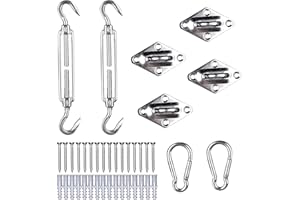 WOLTU Sun Shade Sail Fixing Kit Heavy Duty 304 Stainless Steel Hardware Accessories Kit for Triangular, Square and Rectangular Awning (2x Spring hook, 2x Turnbuckle, 4x Wall bracket)