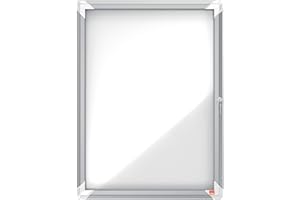 Nobo Vitrine d’Affichage Extérieure Magnétique 494x668 mm, Premium Plus 4xA4, Porte Battante Verre Sécurité, Serrure Latérale, Cadre Aluminium, Étanche, Fixation Murale, Bureau, Collectivité, 65330001