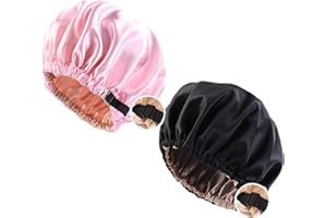 Juimtien Satin Schlafhaube Haar Mütze Mädchen Seidenmütze,Damen Lange Satin Mütze Schlafhaube Extra Große Satin Haarhaube Doppellagig Verstellbare schlafhaube Haare schützen