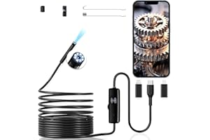 MAPNENG Endoscope Inspection Camera, 1920P Borescope with 8 Adjustable LED Lights, 16.5ft Semi-Rigid Cable Snake Camera, IP67 Waterproof Car Endoscope for Android and iOS Smartphone, iPhone, iPad, Samsung