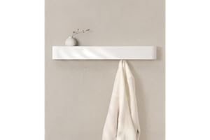 Kazai. Appendiabiti da Parete Legno 'Toke' | Design Moderno con Ganci Murali Nascosti | Pannello in Impiallacciatura di Legno Massello | Bianco