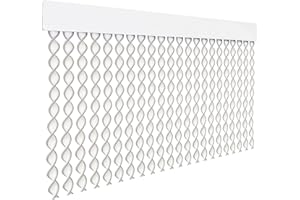 HOME MERCURY – Cortina Espiral para Puerta Exterior o Interior, Material PVC – Libre de Insectos (200x90CM, Blanco+Filo Gris R3)