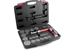QWORK® Kit de réinitialisation du Piston de Frein pneumatique 24 pièces, avec étui, adaptéà la Plupart des Voitures