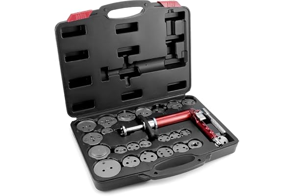QWORK® Kit de réinitialisation du Piston de Frein pneumatique 24 pièces, avec étui, adaptéà la Plupart des Voitures