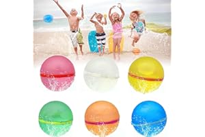 chimoo Bombas de agua, 6 bombas de agua, reutilizables, de silicona, con cierre automático, con bola, globos de agua sin nudos, multicolor, juego para niños al aire libre/piscina/playa juguetes
