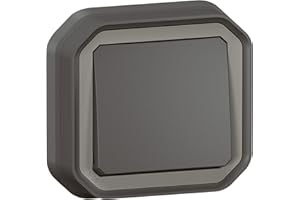 Legrand - Interruptor o conmutador impermeable Plexo 10A se entrega completo para montaje empotrado con garras antracita