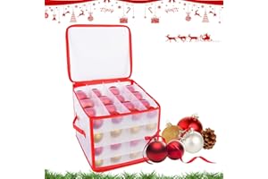 Darryy Scatola Portaoggetti per Ornamenti Natalizi, Contenitore per 64 Palline Albero di Natale, Borsa e Scatola Porta Palle