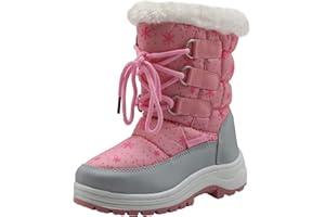 Apakowa garçons Filles Confortable Occasionnel Chaud Bouffé Zipper Neige Bottes Enfants Mid Calf Fourrure Douce Doublé Chaussures d'hiver pour Extérieur