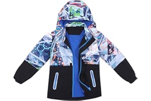 LHHMZ Chaquetas forradas de vellón para niños, Abrigos de invierno impermeables para niños, Chaqueta casual ligera para caminar con capucha desmontable Windbreaker