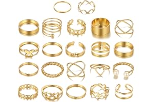 ALLWYOU 22 pcs Vintage Gold Rings Set,Stackable Knuckle Joint Thumb Rings for Women,Adjustable Rings for Women/Teen Girls Open Chunky Rings(some styles)