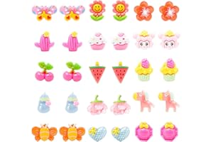 Neikafan Girls Clip on Earrings for Kids 15 Pairs Cute Clip on Earrings for Girls No Pierced for Kids Girls Birthday Clip on Earrings for Kids Christmas Princess Play Girls Earrings Set
