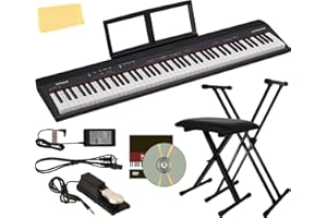 Roland GO:PIANO88 - Pacchetto pianoforte digitale con supporto regolabile, panca, pedale supporto, lezioni online, libro di istruzioni, DVD didattico e panno per lucidatura Austin Bazaar