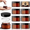 Amber Glass Jars - 8 Pack (30ml) Glass Jars with Lids - Brown Travel Cosmetic Containers with Inner Liner, Spatula and Lid - Glass Travel Pots with UV Protection for Powder, Lotion and Cream