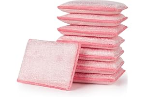JEBBLAS Spugne assorbenti naturali di bambù spugne per la pulizia della cucina riutilizzabili per lavare i piatti rosa (confezione da 8)