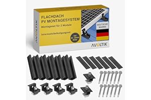 Avoltik Solar Panel Bracket Flat Roof I Set for 2 Panels I Solar Module Holder Balcony Power Station I Flat Roof Bracket for PV Modules I Solar Module Mounting Set with Adjustable End Clamp from 30-35