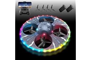 Charmofun UFO Drone con Telecamera, Drone per Bambini e Principianti e Luci LED, Droni Quadricottero RC con Flip a 360°, Dotato di Due Batterie, Mini Droni Giocattolo Regalo per Ragazzi e Ragazze