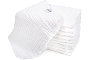 MAKIAN Pieluchy muślinowe, 10 sztuk, 35 x 50 cm, jakość premium, certyfikat Oeko-Tex® Standard 100, ściereczki do plucia w jakości premium, 4-warstwowe pieluchy materiałowe/ściereczki muślinowe, białe