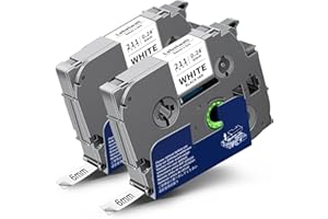 Labelwell Compatible Laminé Ruban pour Brother P-touch 6mm TZe-211 TZ-211 TZe211 Noir sur Blanc pour Ptouch PT-1000 PT-P300BT PT-H100LB PT-H107B PT-E110 PT-P900W PT-H200 PT-H110 Étiqueteuse, Pack de 2