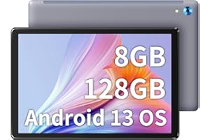Fullant Tablet 10 Zoll, Android 13 Tablet, HD 1280 * 800 IPS, Octa-Core-Prozessor, 8 GB RAM 128 GB ROM, WiFi, Bluetooth (Grau)