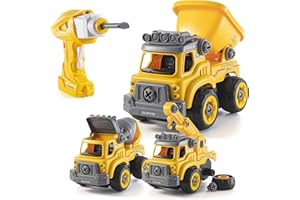 Top Race Kids Take Apart RC Budowa Pojazdy i ciężarówki zestaw zabawek z elektryczną wiertarką | Konwersja na zdalne sterowanie samochód | budynek 3 w 1 STEM edukacyjny prezent zabawka dla chłopców w wieku 3,4,5