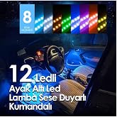 Mega Oto Market Ayak Altı Led 12 Ledli Lamba Sese Duyarlı Led M&uuml;ziğe Duyarlı Led