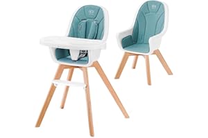 Kinderkraft Chaise Haute Bébé TIXI, Chaise Enfant, Réglable, Turquoise