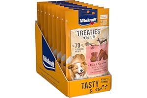 Vitakraft Treaties Minis, Hundeleckerli, mit Rind und Karotte, mit hohem Fleischanteil, als Belohnung und Training, in Vorratsgröße (8x 48g)