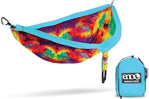 ENO Doublenest Hamak Tie Dye miękka oddychająca tkanina 70 Denier nylonowa tafta o wysokiej wytrzymałości szybkoschnąca wytrzymały potrójnie szyty kompresyjny plecak aluminiowy typu wiregate