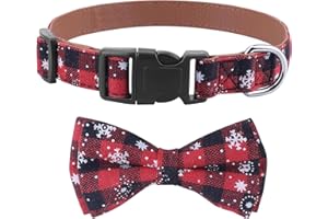 KTWSUEF Collare Natalizio per cane, con Papillon Cane Staccabile, Confortevole collare regolabile per cani, Per Cani di Taglia Piccola Media Grande, Matrimonio, Compleanno, Vacanze Natalizio (L, Rosso+verde)