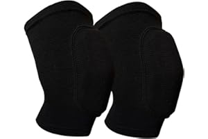 SUQ 1 Paire Genouillère, Genouillère Antidérapante, Douce, Absorption des Chocs, Respirant Élastique, Noir Éponge Genouillères pour Homme et Femme, pour ATH Letic, Volley-Ball, Danse, Yoga (M)