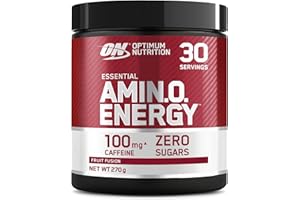 Optimum Nutrition Amino Energy Pre Workout Powder, Energy Drink with Amino Acids, BCAA, L-Glutamine and L-Leucine, Food Supplement with Vitamin C and Caffeine, Fruit Fusion Flavour, 30 Servings, 270 g