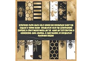 scrapbook paper black gold honey bee decoupage sheet for collage & theme queen decorative hive for scrapbooking supplies & craft mixed media art 28 ... & card making 14 decorative patterned design