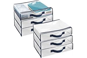 FYEME 6 Pack Clear Vinyl Zippered Storage Bags 15.7x11.8x3.9 Inch Waterproof Clear Clothes Storage Bag with Zipper Luggage Organiser Travel Bed Sheet Storage Bag for Clothing Blanket Duvet Pillow (blue)