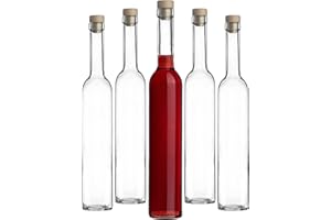 KADAX Lot de 8 bouteilles en verre avec bouchon en liège - Bouteilles à liqueur transparentes à remplir - Bouteilles pour boissons faites maison - Bouteilles de liqueur réutilisables (Belissimo 0,5 l)